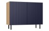 Komoda Kama Slim dwudrzwiowa ryflowany front lamele 100 cm dąb artisan/granatowy