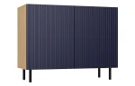 Komoda Kama Slim dwudrzwiowa ryflowany front lamele 100 cm dąb artisan/granatowy