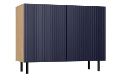 Komoda Kama Slim dwudrzwiowa ryflowany front lamele 100 cm dąb artisan/granatowy