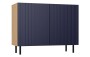 Komoda Kama Slim dwudrzwiowa ryflowany front lamele 100 cm dąb artisan/granatowy