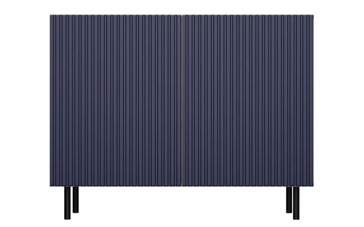 Komoda Kama Slim dwudrzwiowa ryflowany front lamele 100 cm dąb artisan/granatowy
