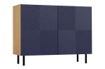 Komoda Kama 2K dwudrzwiowa ryflowany front kwadrat 100 cm dąb artisan/granatowy