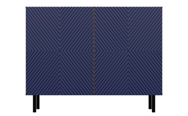 Komoda Kama 2K dwudrzwiowa ryflowany front kwadrat 100 cm dąb artisan/granatowy