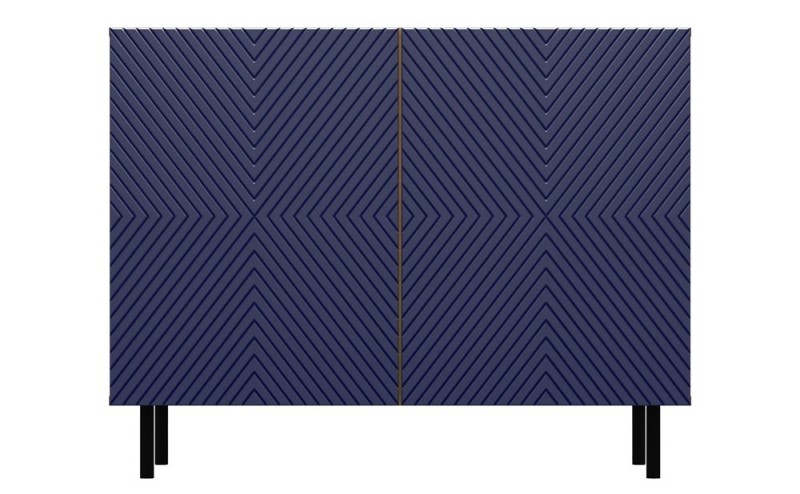 Komoda Kama 2K dwudrzwiowa ryflowany front kwadrat 100 cm dąb artisan/granatowy