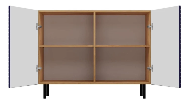 Komoda Kama 2K dwudrzwiowa ryflowany front kwadrat 100 cm dąb artisan/granatowy