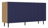Komoda Kama Slim trzydrzwiowa ryflowany front lamele 150 cm dąb artisan/granatowy