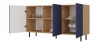 Komoda Kama 3K trzydrzwiowa ryflowany front kwadrat 150 cm dąb artisan/granatowy