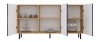 Komoda Kama 3K trzydrzwiowa ryflowany front kwadrat 150 cm dąb artisan/granatowy
