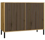 Komoda Kamaro 2D Slim dwudrzwiowa ryflowany front lamele 100 cm dąb artisan