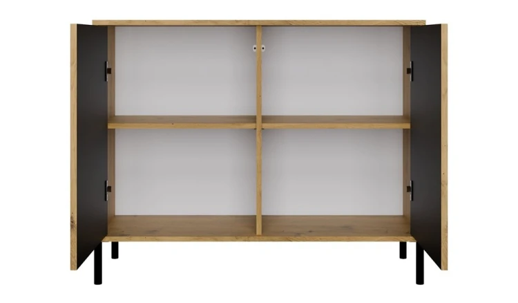 Komoda Kamaro 2D Slim dwudrzwiowa ryflowany front lamele 100 cm dąb artisan