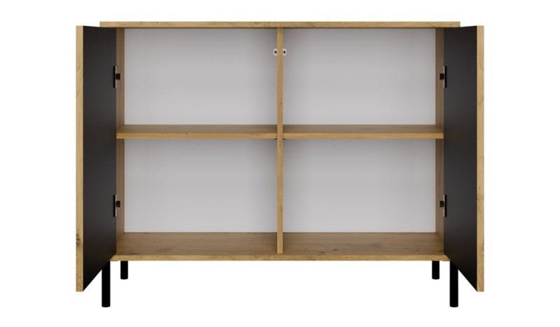 Komoda Kamaro 2D Slim dwudrzwiowa ryflowany front lamele 100 cm dąb artisan