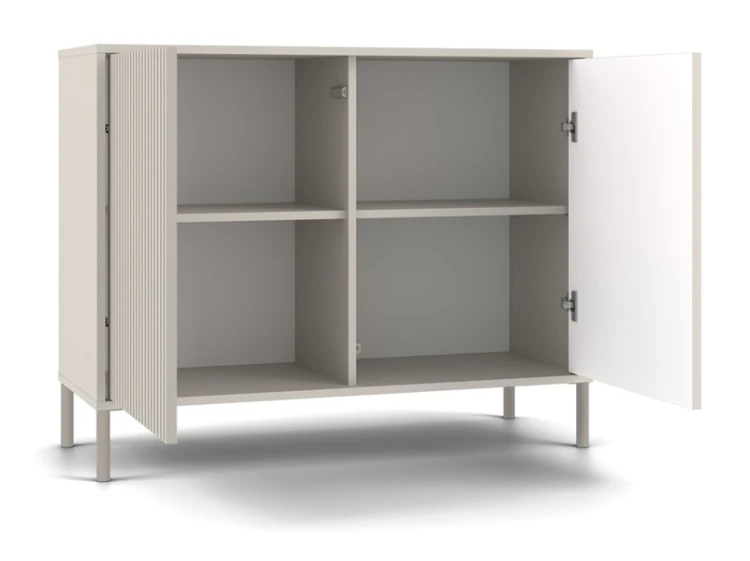 Komoda Kamaro 2D Slim dwudrzwiowa ryflowany front lamele 100 cm kaszmir
