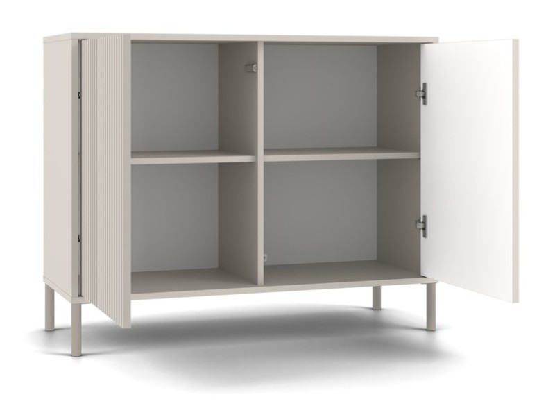 Komoda Kamaro 2D Slim dwudrzwiowa ryflowany front lamele 100 cm kaszmir