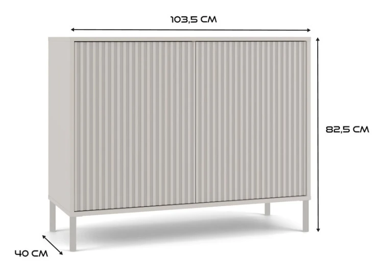 Komoda Kamaro 2D Slim dwudrzwiowa ryflowany front lamele 100 cm kaszmir