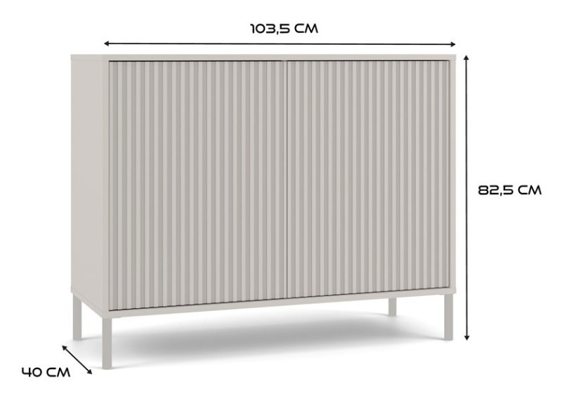 Komoda Kamaro 2D Slim dwudrzwiowa ryflowany front lamele 100 cm kaszmir