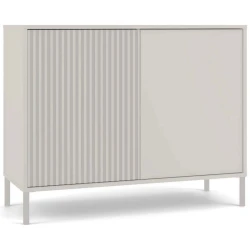 Komoda Kamaro 2D Slim dwudrzwiowa gładki i ryflowany front lamele 100 cm kaszmir