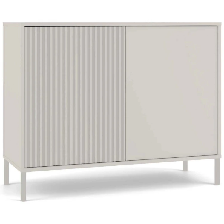 Komoda Kamaro 2D Slim dwudrzwiowa gładki i ryflowany front lamele 100 cm kaszmir