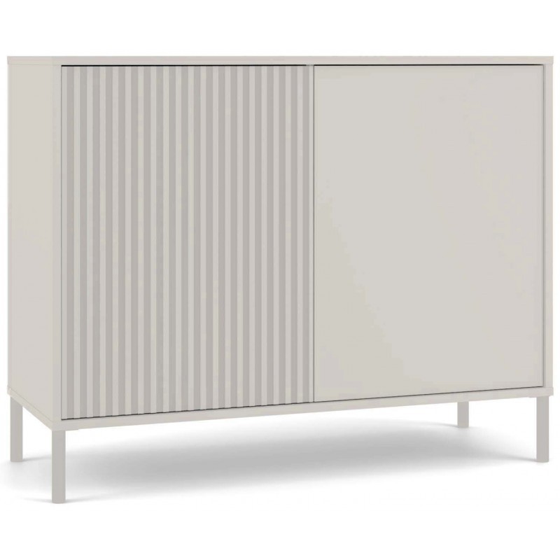 Komoda Kamaro 2D Slim dwudrzwiowa gładki i ryflowany front lamele 100 cm kaszmir