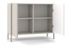 Komoda Kamaro 2D Slim dwudrzwiowa gładki i ryflowany front lamele 100 cm kaszmir