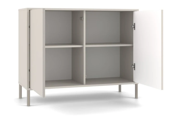 Komoda Kamaro 2D Slim dwudrzwiowa gładki i ryflowany front lamele 100 cm kaszmir