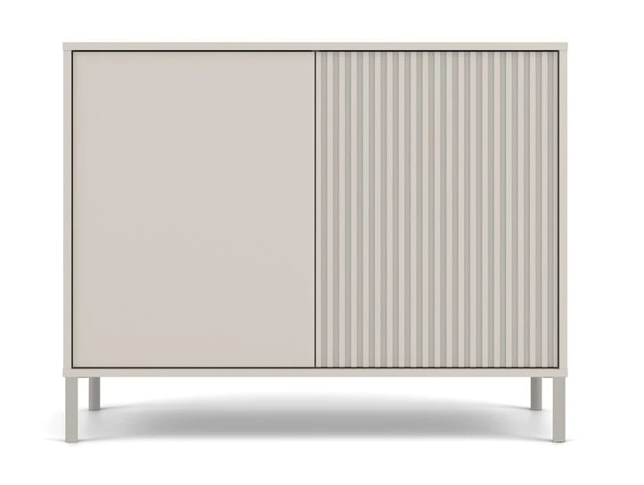 Komoda Kamaro 2D Slim dwudrzwiowa gładki i ryflowany front lamele 100 cm kaszmir