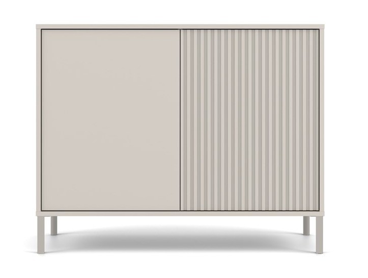 Komoda Kamaro 2D Slim dwudrzwiowa gładki i ryflowany front lamele 100 cm kaszmir
