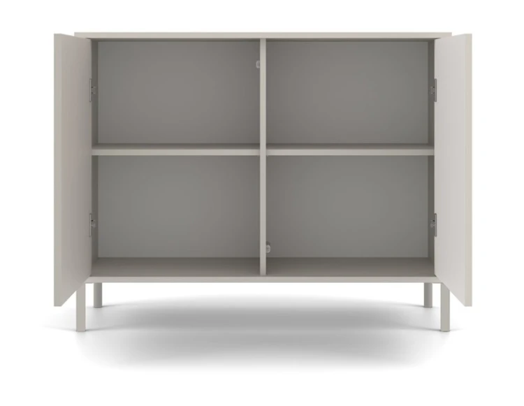 Komoda Kamaro 2D Slim dwudrzwiowa gładki i ryflowany front lamele 100 cm kaszmir
