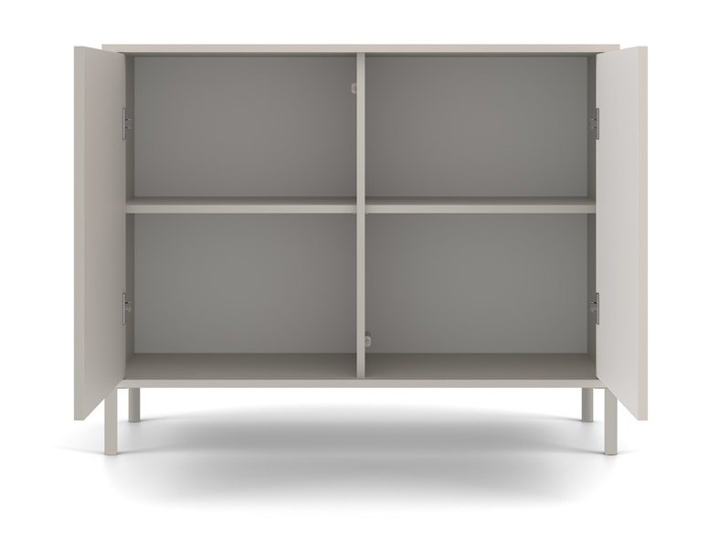 Komoda Kamaro 2D Slim dwudrzwiowa gładki i ryflowany front lamele 100 cm kaszmir