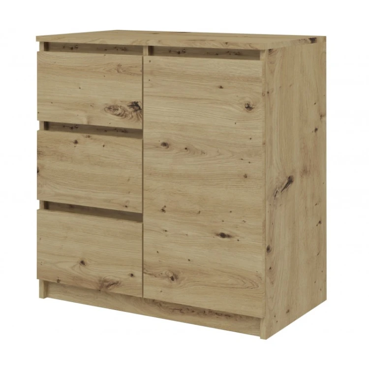 Komoda Malwa 1D3S jednodrzwiowa z 3 szufladami do salonu 80 cm dąb artisan