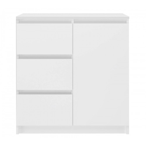 Komoda Malwa 1D3S jednodrzwiowa z 3 szufladami do salonu 80 cm biały