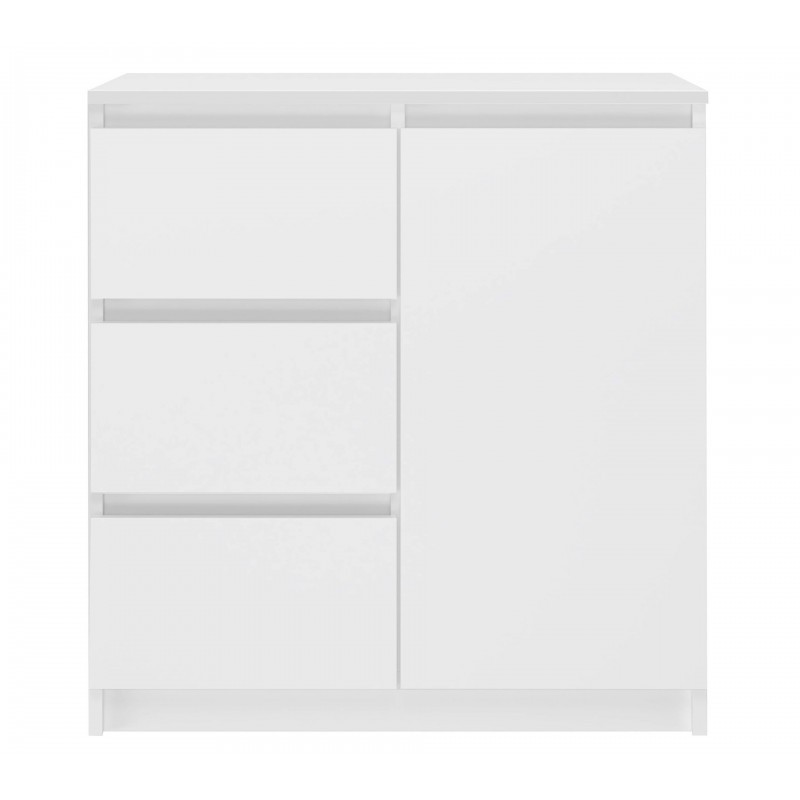 Komoda Malwa 1D3S jednodrzwiowa z 3 szufladami do salonu 80 cm biały