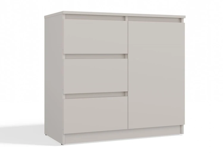Komoda Malwa 1D3S jednodrzwiowa z 3 szufladami do salonu 80 cm kaszmir