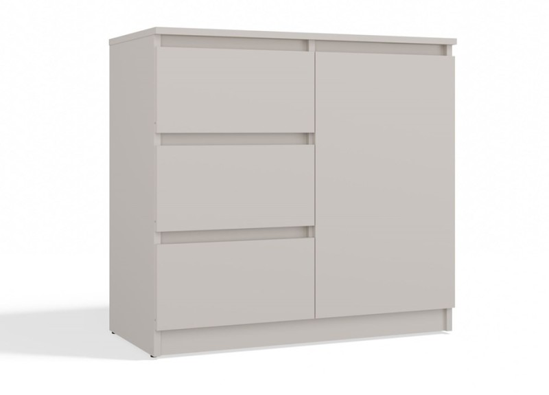 Komoda Malwa 1D3S jednodrzwiowa z 3 szufladami do salonu 80 cm kaszmir