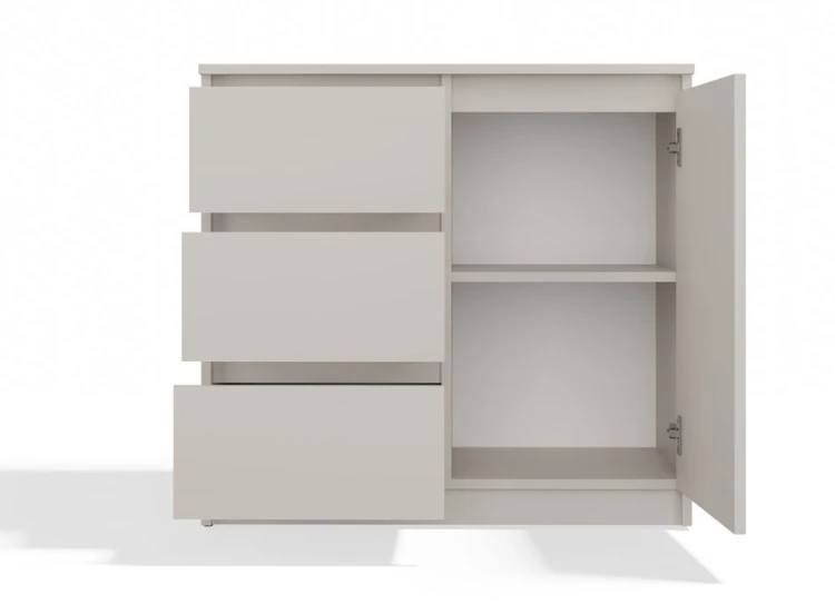 Komoda Malwa 1D3S jednodrzwiowa z 3 szufladami do salonu 80 cm kaszmir