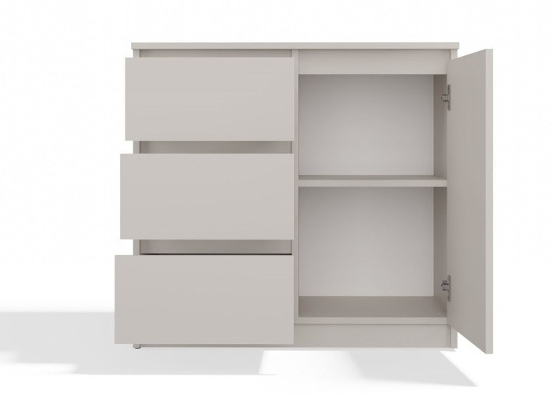 Komoda Malwa 1D3S jednodrzwiowa z 3 szufladami do salonu 80 cm kaszmir