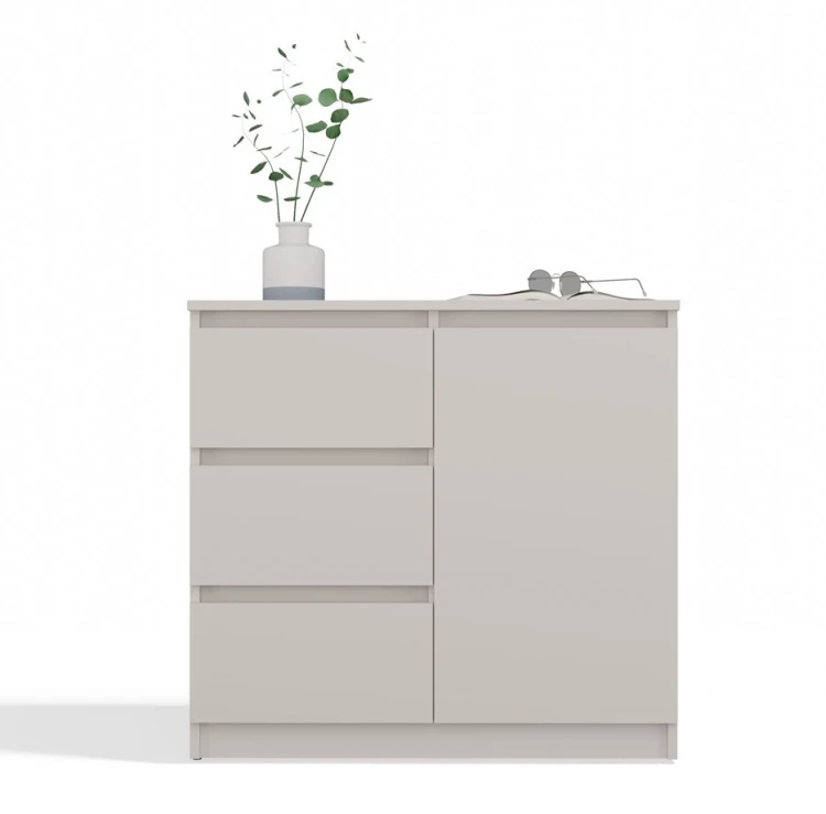 Komoda Malwa 1D3S jednodrzwiowa z 3 szufladami do salonu 80 cm kaszmir
