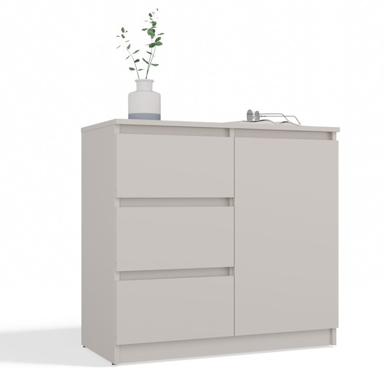 Komoda Malwa 1D3S jednodrzwiowa z 3 szufladami do salonu 80 cm kaszmir