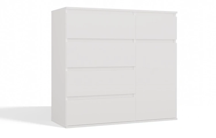 Komoda Malwa 1D5S jednodrzwiowa z 5 szufladami do salonu 100 cm biały