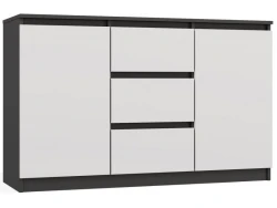 Komoda Malwa 2D3S dwudrzwiowa z 3 szufladami do salonu 120 cm antracyt/biały