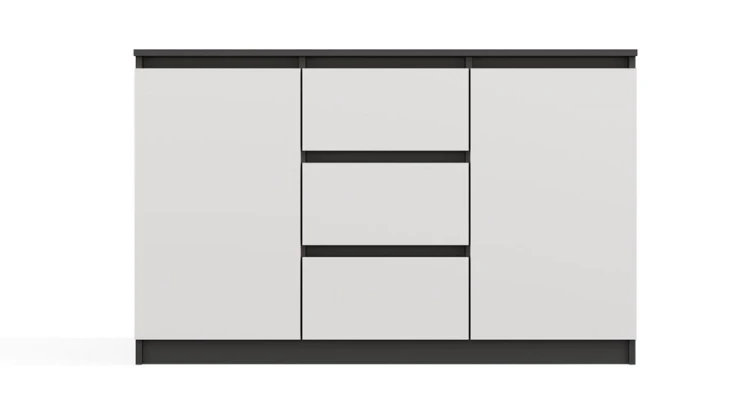 Komoda Malwa 2D3S dwudrzwiowa z 3 szufladami do salonu 120 cm antracyt/biały