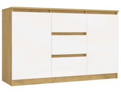 Komoda Malwa 2D3S dwudrzwiowa z 3 szufladami do salonu 120 cm dąb artisan/biały