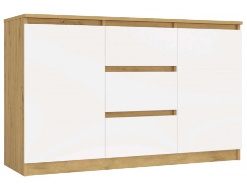 Komoda Malwa 2D3S dwudrzwiowa z 3 szufladami do salonu 120 cm dąb artisan/biały