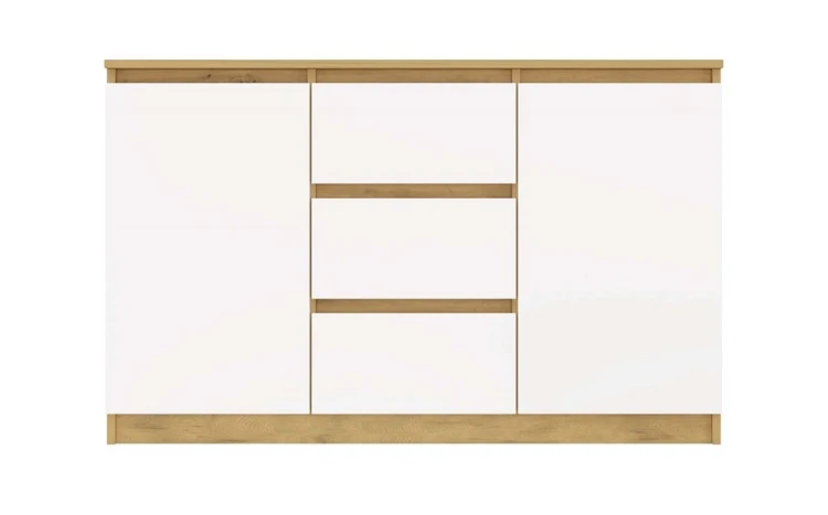 Komoda Malwa 2D3S dwudrzwiowa z 3 szufladami do salonu 120 cm dąb artisan/biały