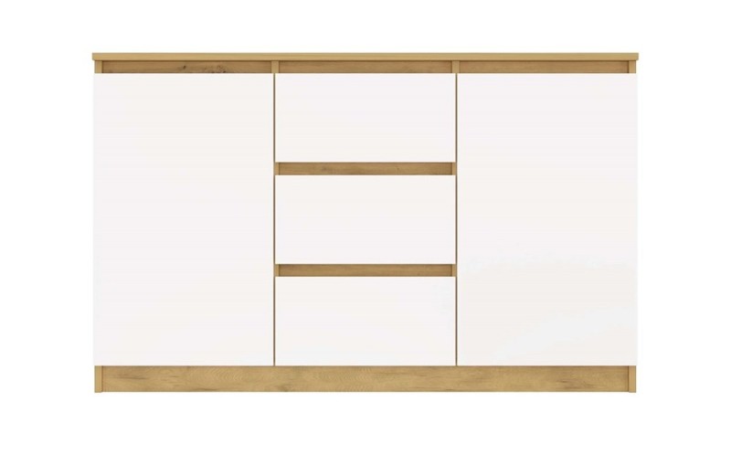 Komoda Malwa 2D3S dwudrzwiowa z 3 szufladami do salonu 120 cm dąb artisan/biały