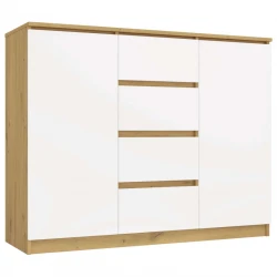 Komoda Malwa 2D4S dwudrzwiowa z 4 szufladami do salonu 120 cm dąb artisan/biały