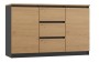 Komoda Malwa 2D3S dwudrzwiowa z 3 szufladami do salonu 120 cm antracyt/dąb artisan/blat dąb artisan