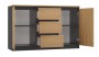 Komoda Malwa 2D3S dwudrzwiowa z 3 szufladami do salonu 120 cm antracyt/dąb artisan/blat dąb artisan