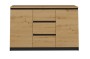Komoda Malwa 2D3S dwudrzwiowa z 3 szufladami do salonu 120 cm antracyt/dąb artisan/blat dąb artisan