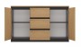 Komoda Malwa 2D3S dwudrzwiowa z 3 szufladami do salonu 120 cm antracyt/dąb artisan/blat dąb artisan