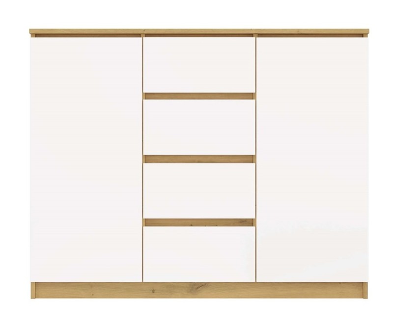 Komoda Malwa 2D4S dwudrzwiowa z 4 szufladami do salonu 120 cm dąb artisan/biały